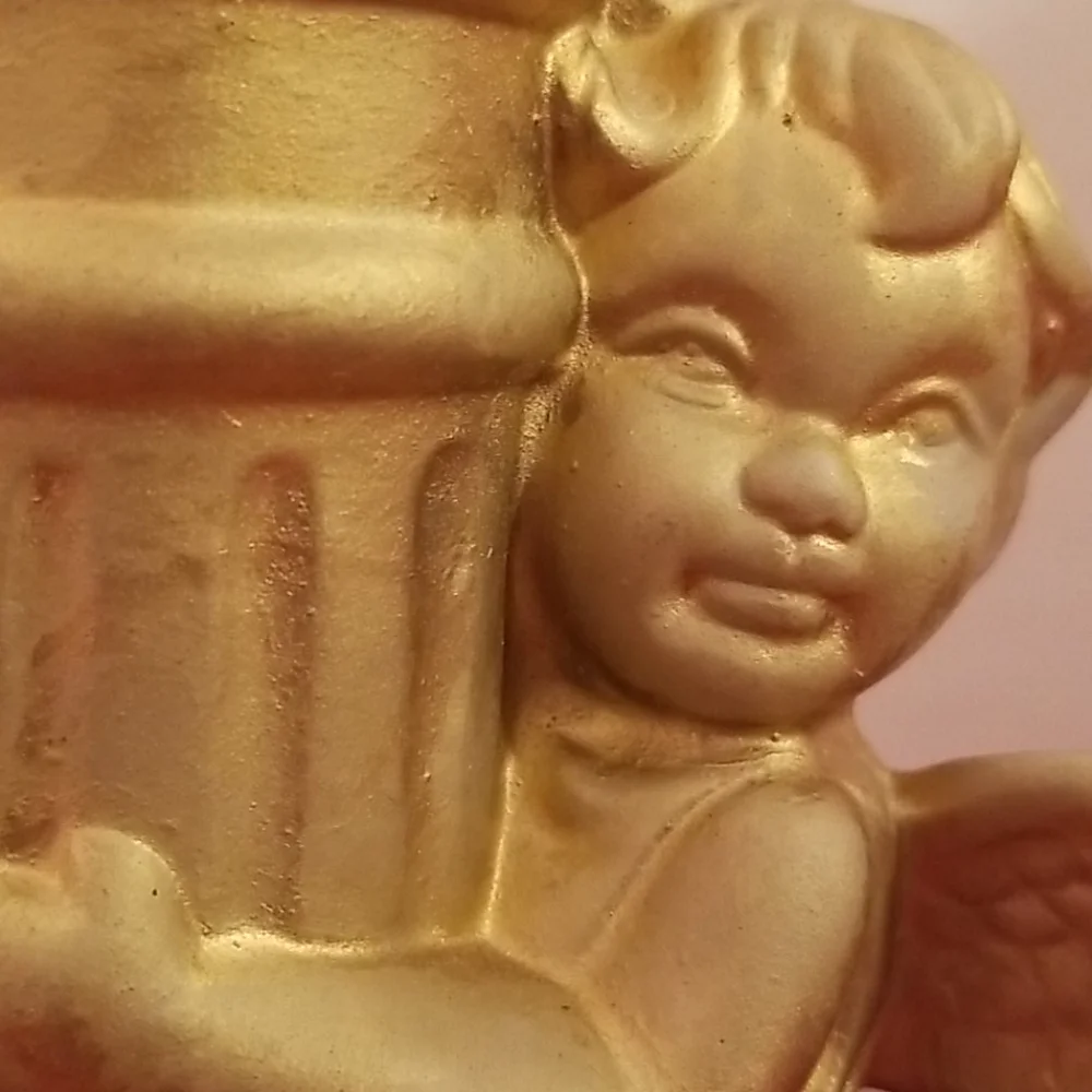 Gold Cherub Candle Holder Pair